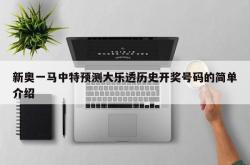 新奥一马中特预测大乐透历史开奖号码的简单介绍